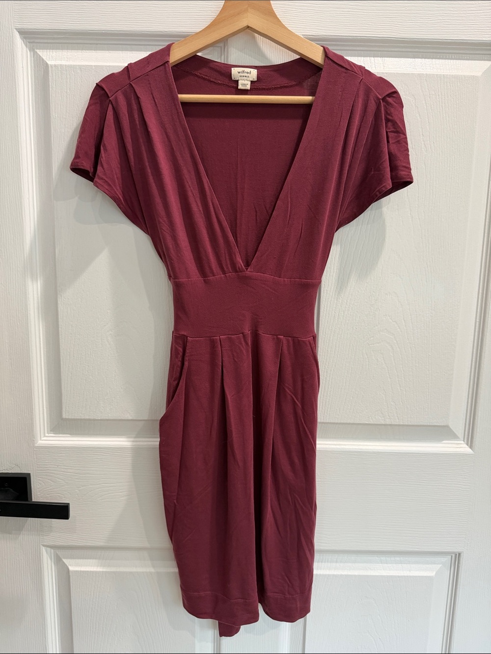 Wilfred Wine V-Neck Midi Dress